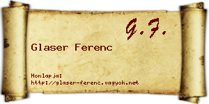 Glaser Ferenc névjegykártya